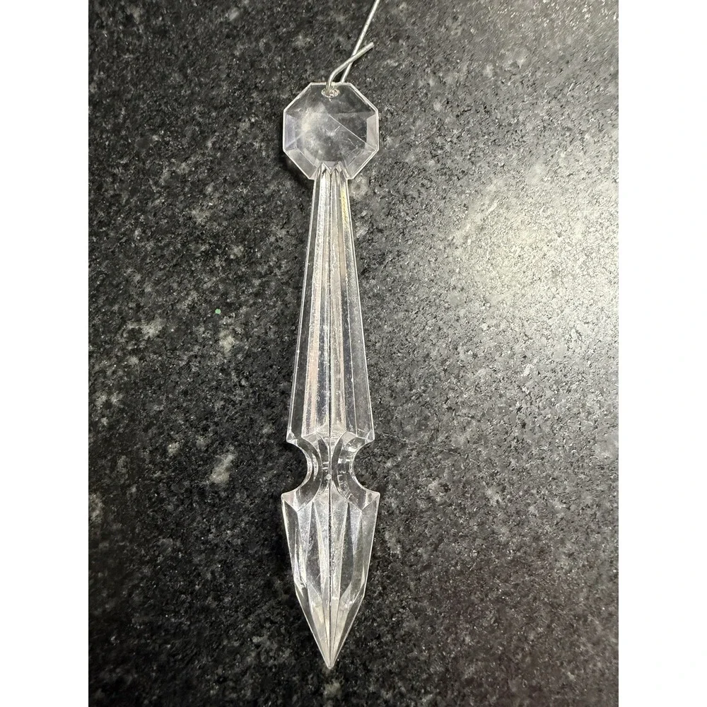 Vtg Clear Acrylic Chandelier Prisms Spears Drops Lot 23 Christmas Ornaments 3.5